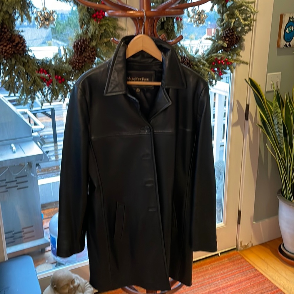 XL Marc New York vintage Black 3/4 length leather jacket